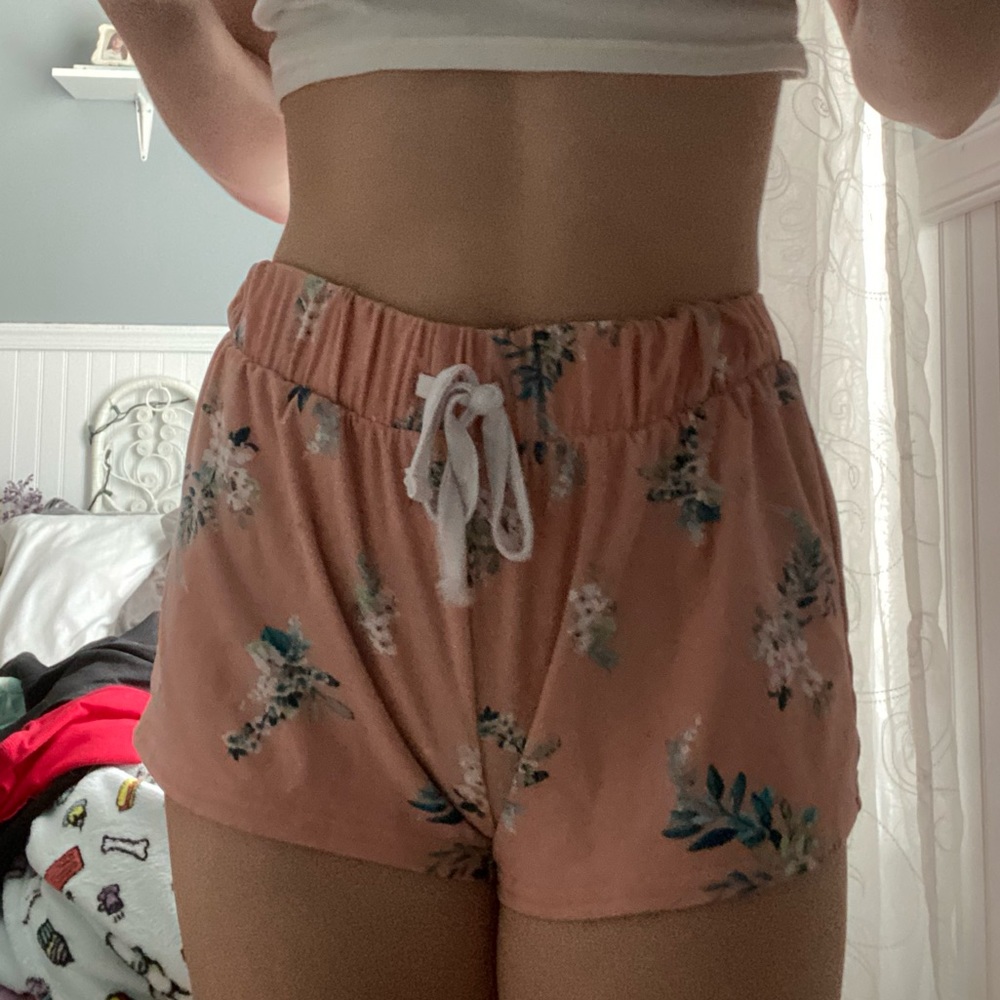 orange floral flowy shorts